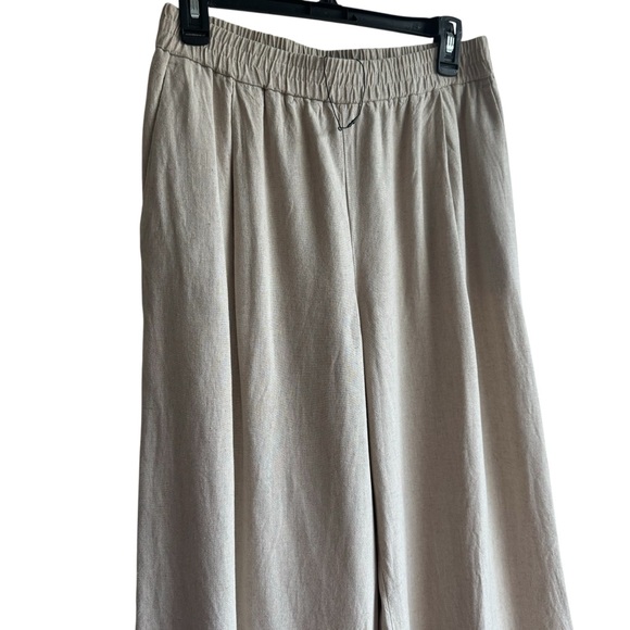 Zara Linen Viscose Wide Leg Pull On Pants Coastal Minimalist Sand Sz Small NWOT - Picture 4 of 12